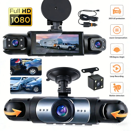 Caméra embarquée véhicule DVR enregistreur vidéo 4 cameras pour cars boîte noire avant arrière internal vision nocturne enregistrement en boucle caméra embarquée voiture 360