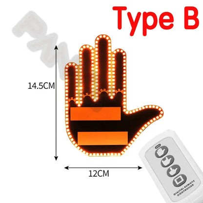 1PC New Car SUV Interior Rear Windshield Middle Finger Hand Lamp Remote Controlled Finger Warning Brake Light LED Gesture Lights