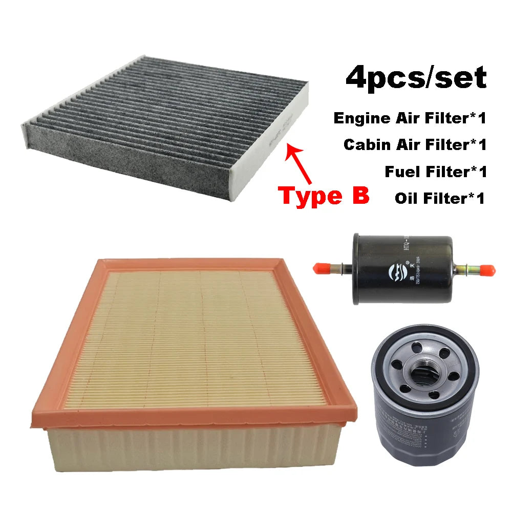 4pcs Filter Set For HAVAL H6 1.5T 2013-2018 M6 2017 GREAT WALL HOVER Engine Cabin A/C Air Fuel Oil Filter Kit Car Accessories