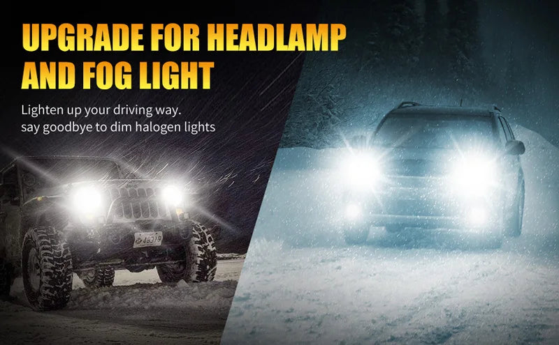 AILEO 2Pcs 9005/HB3 9006/HB4 200W 20000LM LED Lights 6500K Headlight Bulb Mini Size Design Wireless For Car Lamp CSP 7035 White