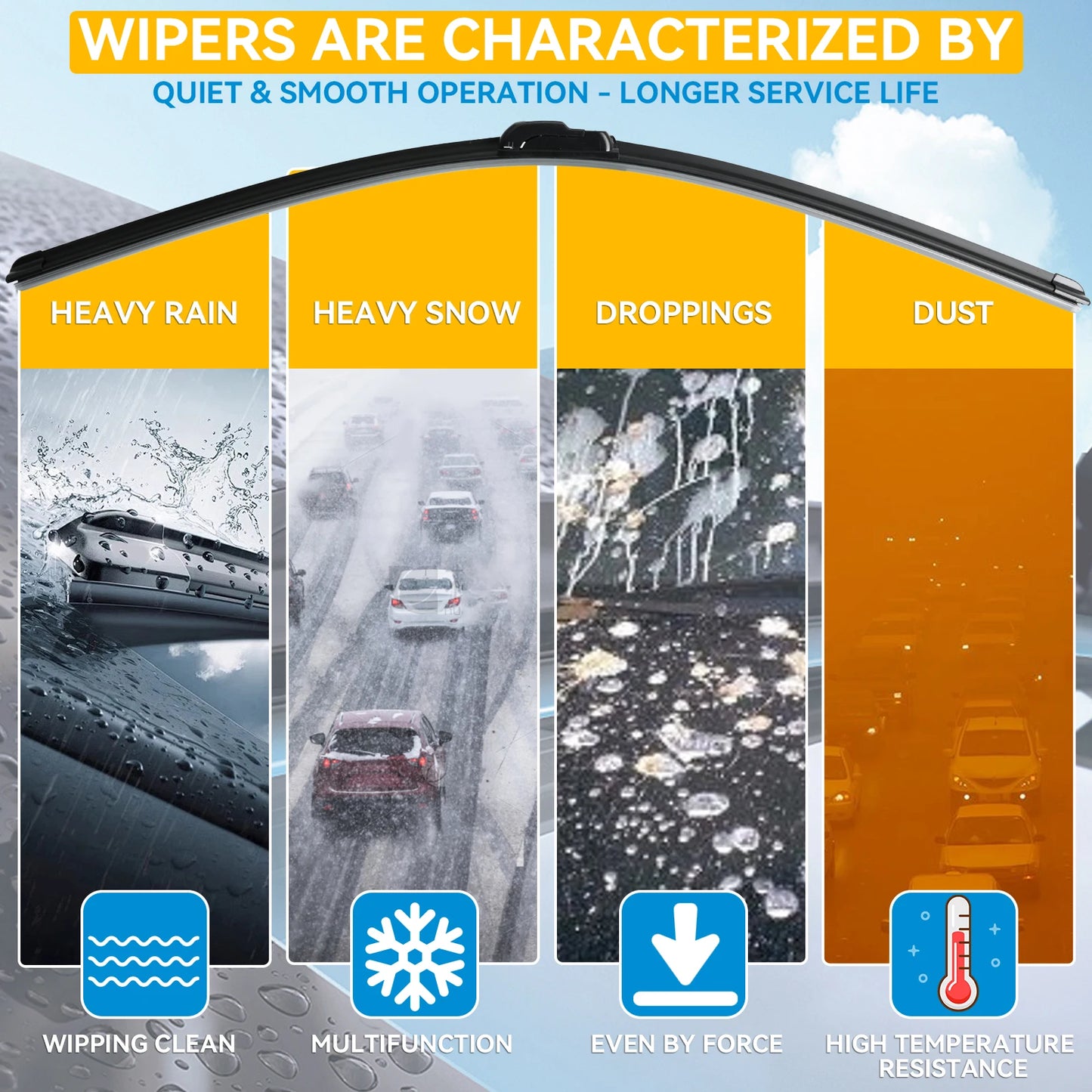 Erick's Wiper LHD Front Wiper Blades For Dodge Journey 2008 - 2020 Windshield Windscreen Clean Window Car Rain Brushes 24"+18"