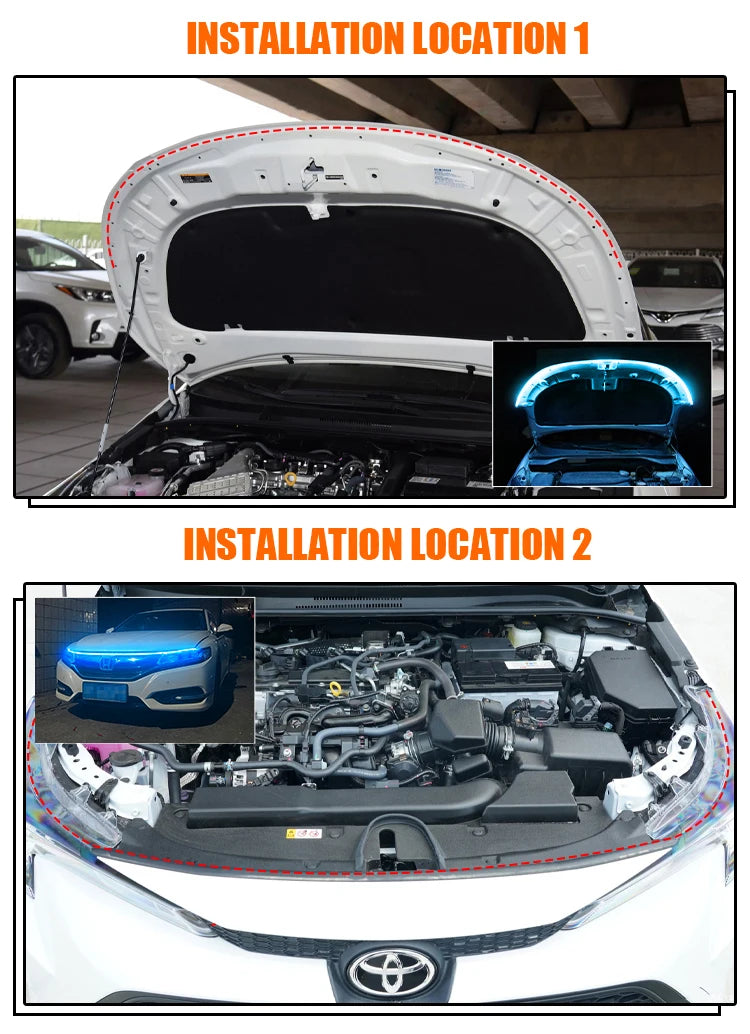 OKEEN Led Car Hood Lights Strip Universal Auto Decorative Atmosphere Lamps Ambient Lights For Car Daytime Running Lights DRL 12V