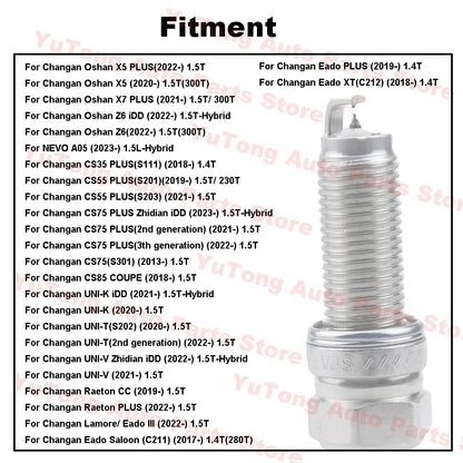 Spark Plugs For CHANGAN UNI-T UNI-V Uni-K CS35 CS75 CS55 Plus RAETON CC EADO XT OSHAN X5 X7 Z6 NEVO A05 Car Parts 3707010-NE01