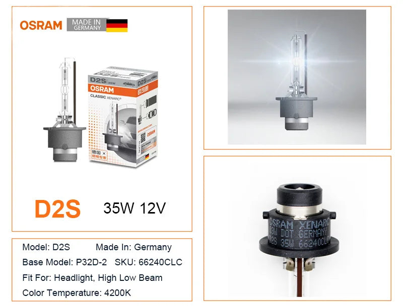 OSRAM D1S D2S D3S D4S D8S D2R D 66140 66240 66340 66440 CLC CLASSIC Original Spare Part 4200K HID Bulb Xenon White Car Headlight