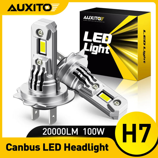 AUXITO 2pièces Turbo H7 LED Canbus sans erreur canbus phare ampoules avec Fan 100W haute Power H7 LED voiture Head feu lampe CSP Chip 20000LM