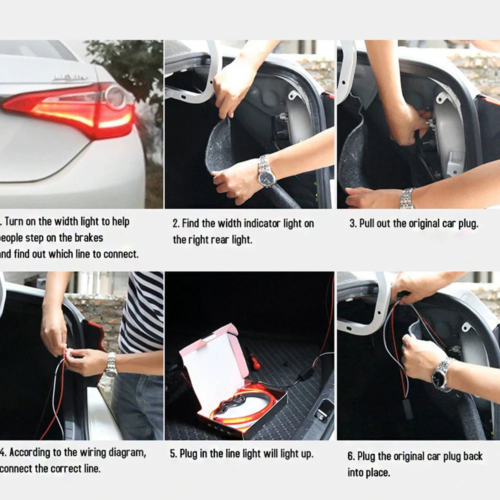 Automotive LED High Mounted Brake Light Warning Light Strip With Flow Light Steering Brake Multiple Functions Brake light