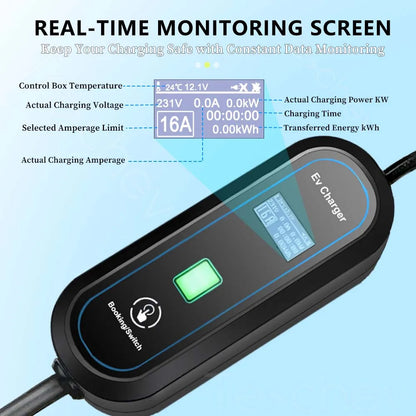 Teschev Level 2 EV Charger GBT Standard 10A/16A/20A/24A/32A 1P 7KW Wallbox Cable 5m For Electric Vehicle China Cars