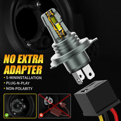 AILEO 2Pcs 200W 22000LM LED Lights H4 6500K Headlight Bulb Hi/Lo Beam Mini Size Design Wireless For Car Lamp CSP 5570 Chip White