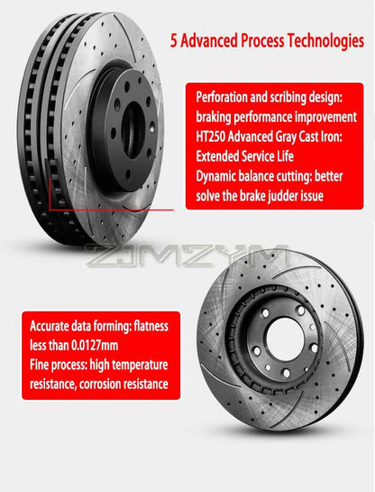 Front/ Rear Brake Discs 17 inch for Peugeot 308CC 301 307 206 207 2008 408 High Quality Car Accessories Resolve Brake Shaking