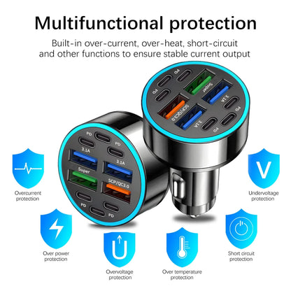 6PD+4USB Super Fast Charging Car Charger 10 in 1 Efficient Adapter Electrical Equipment Charging Systems Battery Charging Units