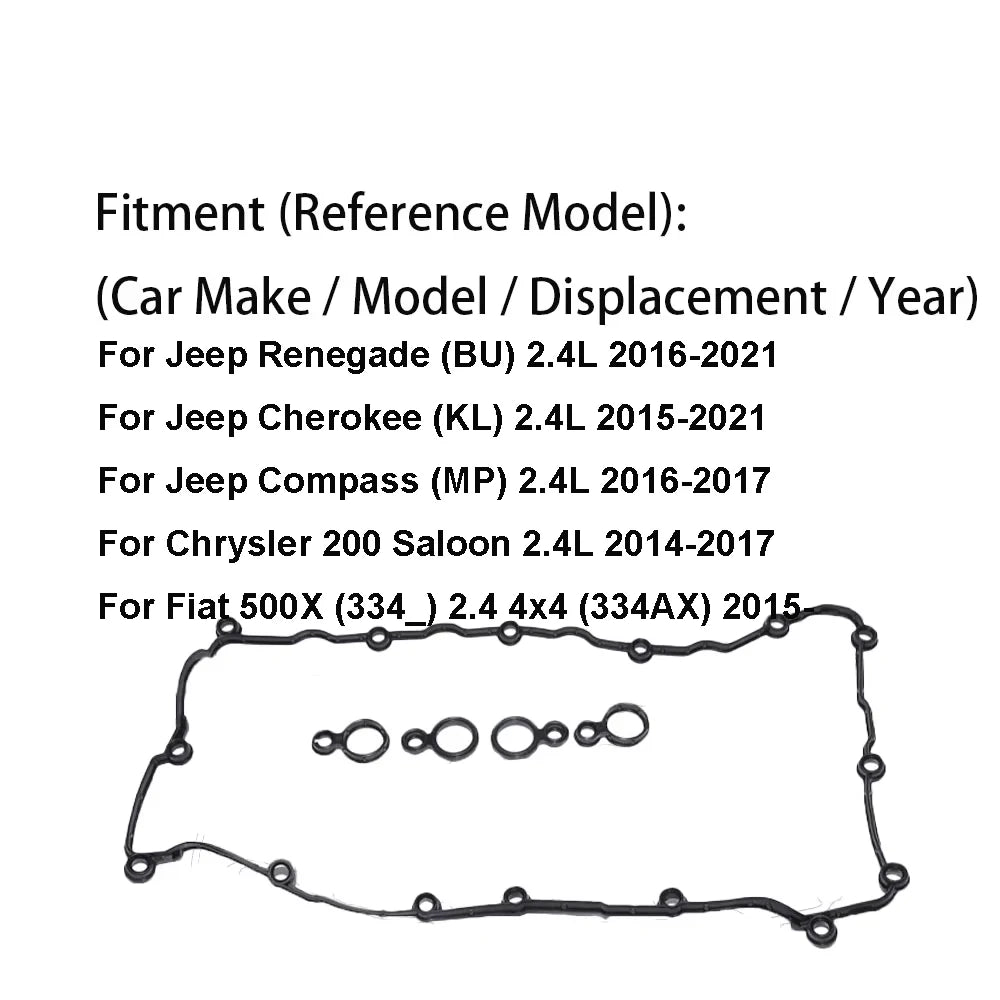For 2.4L Jeep Renegade Cherokee Compass Chrysler 200 2016 Fiat 500x Valve Cover Gasket 5047537AB Seal Parts Accessories