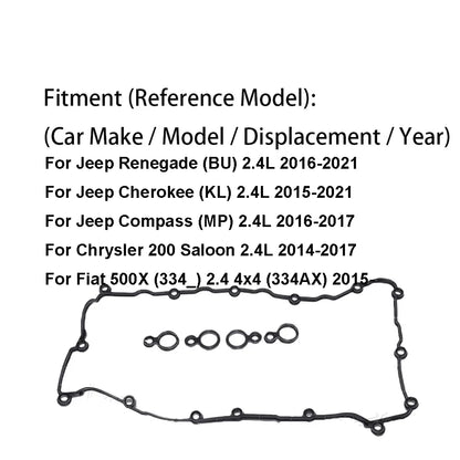 For 2.4L Jeep Renegade Cherokee Compass Chrysler 200 2016 Fiat 500x Valve Cover Gasket 5047537AB Seal Parts Accessories