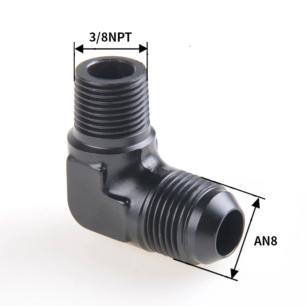 Universal ALUMINIUM AN6 AN8 6AN 8AN 10AN to 1/8 1/4 NPT 90 Degree MALE Flare Union Fuel Fitting Adapter