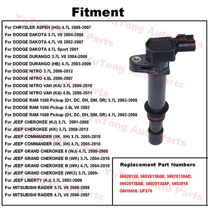 8pcs Ignition Coil For JEEP GRAND CHEROKEE WK WJ 4.7L COMMANDER DODGE DURANGO RAM 1500 CHRYSLER ASPEN HG Spare Parts 56028138AB