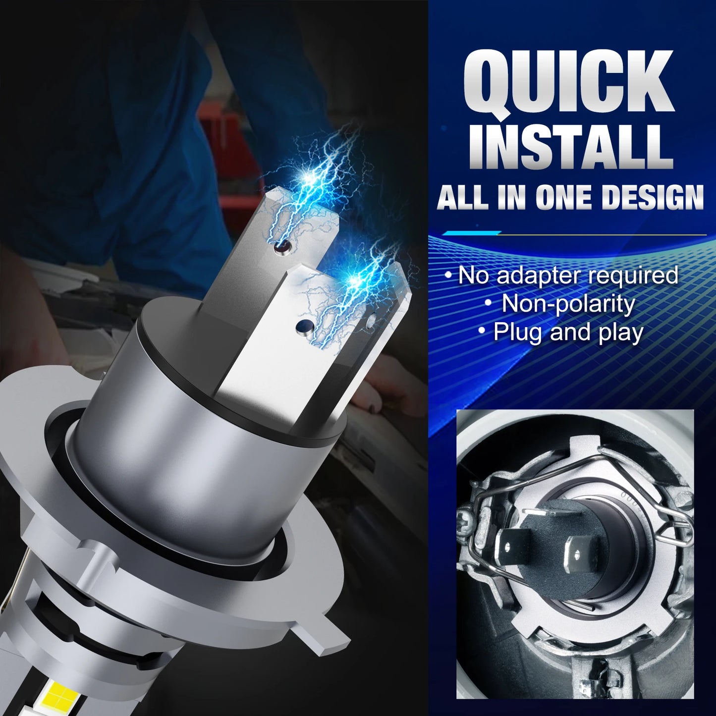 40000LM Canbus H4 LED Headlight Bulbs 9003 HB2 High Low Beam 120W Car Lights 24 CSP 3570 Turbo Led Diode Lamps 12V 6500K