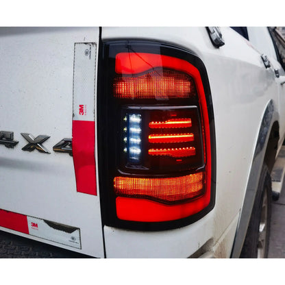 LED Tail Lights for Dodge Ram 1500 2500 3500 2008-2018 4th Gen Dynamic Animation Clear Lens Rear Lamps Assembly