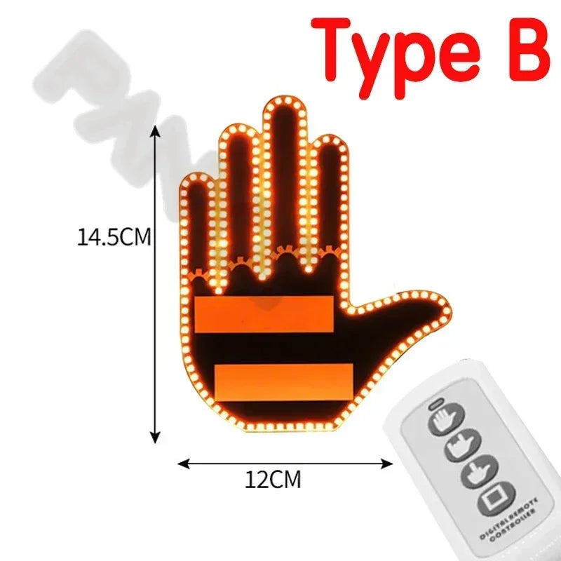1PC New Car SUV Interior Rear Windshield Middle Finger Hand Lamp Remote Controlled Finger Warning Brake Light LED Gesture Lights