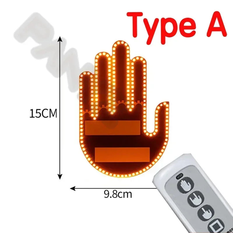 1PC New Car SUV Interior Rear Windshield Middle Finger Hand Lamp Remote Controlled Finger Warning Brake Light LED Gesture Lights