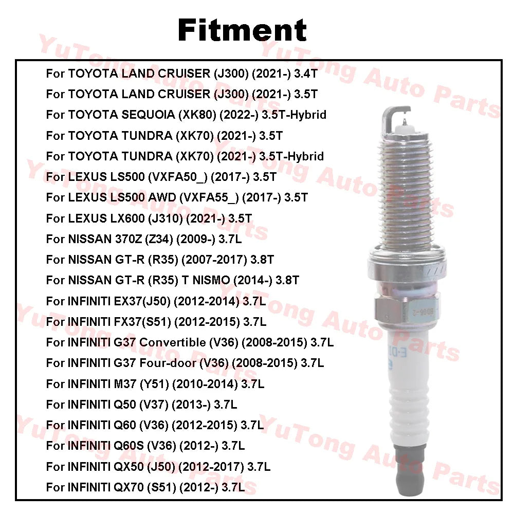 6pcs Spark Plug For NISSAN GT-R R35 3.8T GTR 370Z Z34 INFINITI QX50 QX70 3.7L LEXUS LS500 TOYOTA SEQUOIA TUNDRA 3.5T Accessories