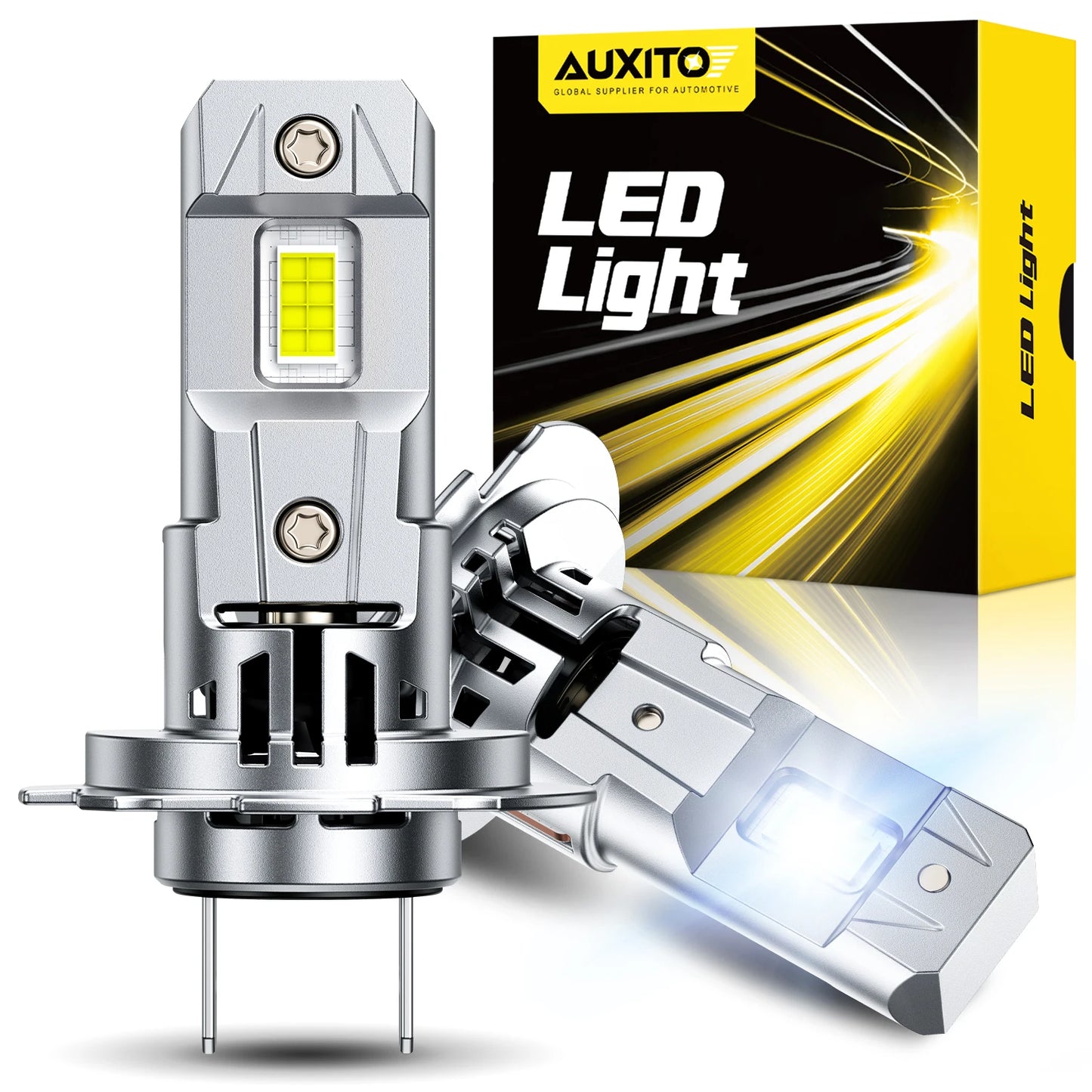 AUXITO 2Pcs 12V 30000LM H7 LED Headlight Bulb Canbus Error Free 6500K 70W High Power Best H7 LED 360 CSP Head Lamp Super Bright