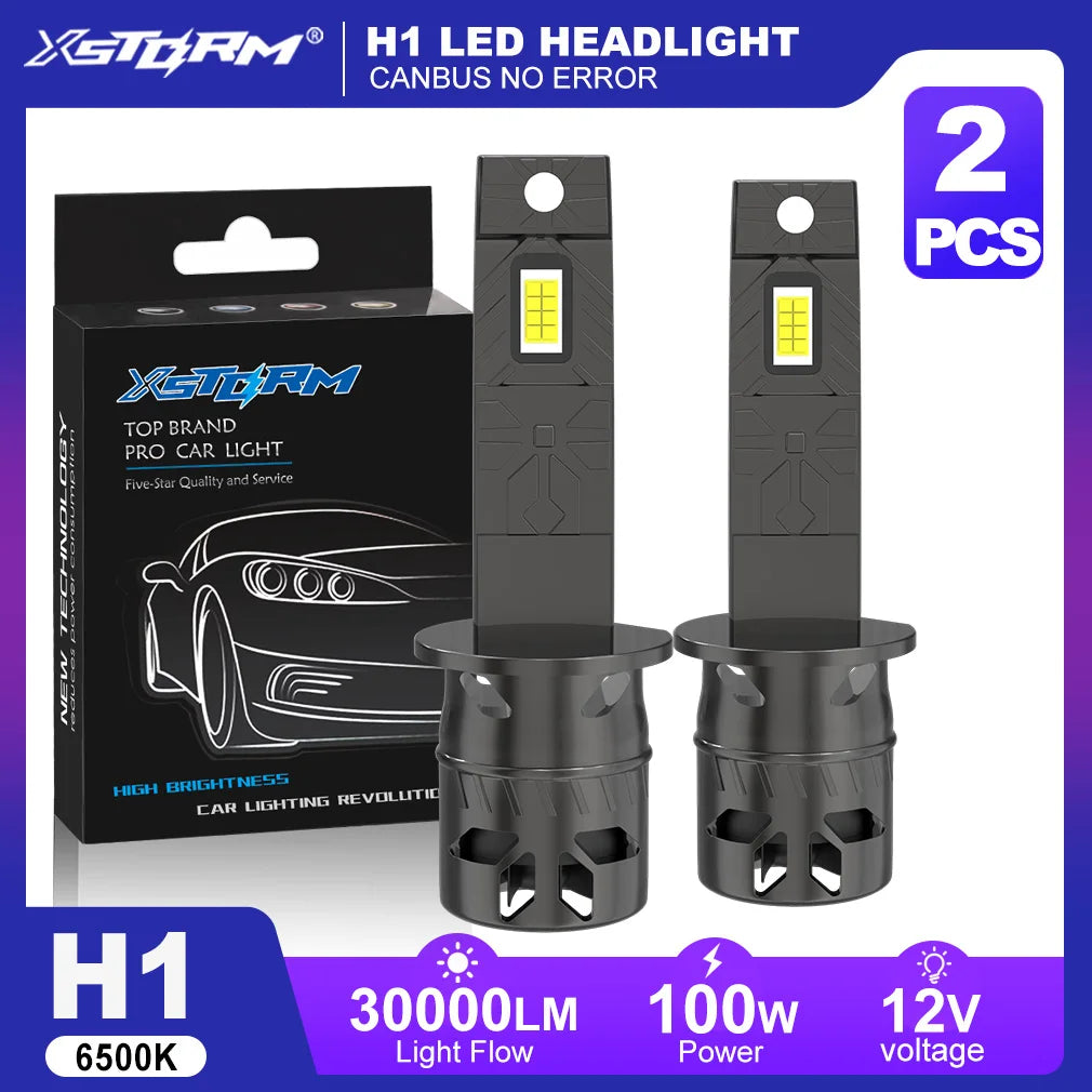 XSTORM H4 H7 LED Canbus 100W 30000LM 9005 H11 phare Canbus H1 H3 LED feu ampoules Hi/Lo phares avec Fan lampe 12V 6500K