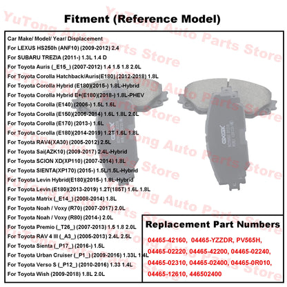 Front Brake Pad Set For Toyota Corolla E170 E150 E180 RAV4 Noah Auris Premio Sai Urban Cruiser Wish Matrix Sienta Accessories