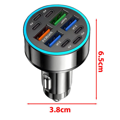 6PD+4USB Super Fast Charging Car Charger 10 in 1 Efficient Adapter Electrical Equipment Charging Systems Battery Charging Units