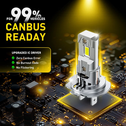 AUXITO 2Pcs 12V 30000LM H7 LED Headlight Bulb Canbus Error Free 6500K 70W High Power Best H7 LED 360 CSP Head Lamp Super Bright