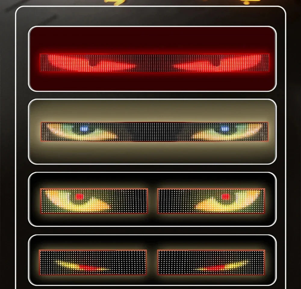 2PCS Devil Eyes Light Car Windshield Flexible LED Display Programmable Pixel Screen APP Control Remote RGB Dynamic Big Eye Light