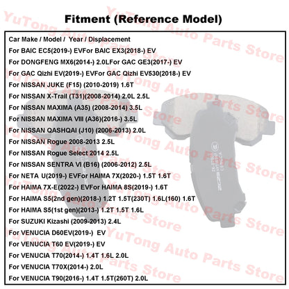 Front Brake Pad Set For NISSAN QASHQAI J10 ROGUE X-TRAIL T31 SENTRA B16 MAXIMA A35 A36 HAIMA 7X S5 BAIC EC5 Spare Parts Ceramics