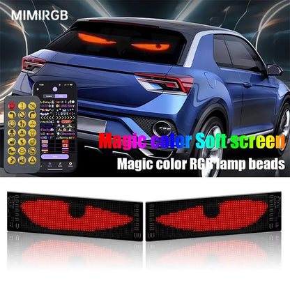 2PCS Demon Eyes Car Soft Screen LED Pixel Panel Light DIY Programmable Flexible Decoraive Light For Car Truck Board Windshield