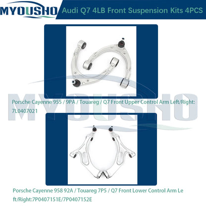 Myosho 4pcs Front Upper and Lower Control Arm Swing Arm Kits For Audi Q7 4LB SUV 2006-2016 1 OE 7P0407151E 7P0407152E 7L8407021