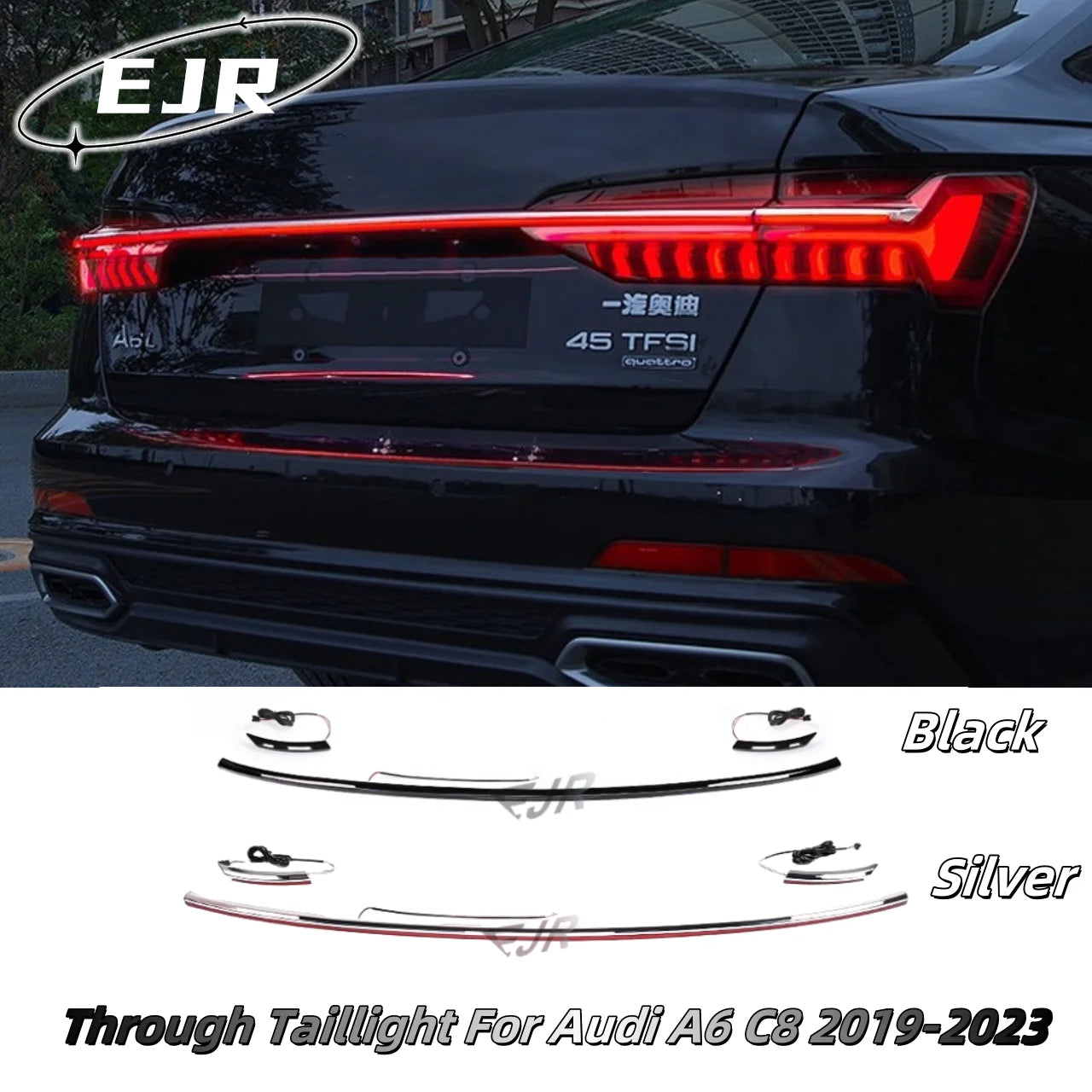 Car Auto Accessory For Audi A6L Through Tail Lights A6 2019-2023 Upgrade to C8 LED Dynamic Flowing Light Tail Lamp
