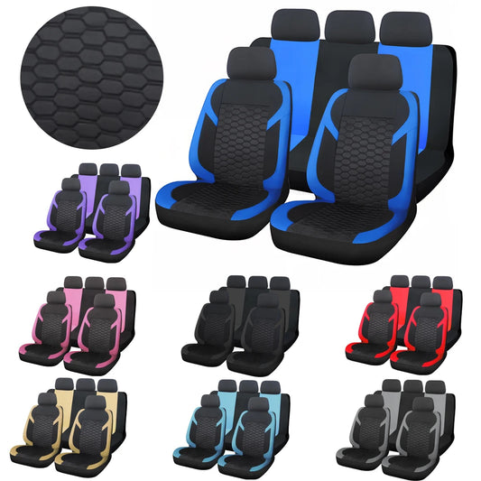 Universel housses de siège auto Polyester Mesh Fabric Honeycomb Embroidery housses de siège pour voiture SUV Vans Truck accessoires intérieur