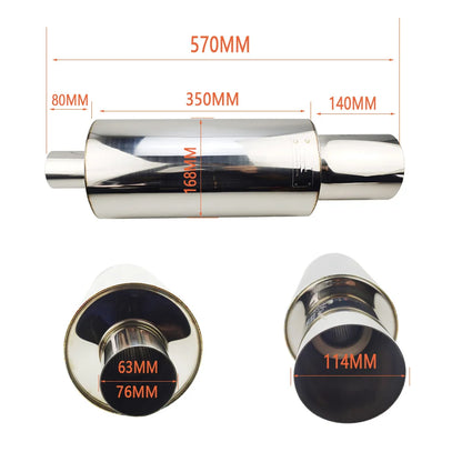 Car Exhaust Systems Tail Pipe Muffler High Quality Universal Stainless Mufflers Large Size Interface 63mm 76mm Ses Bombası