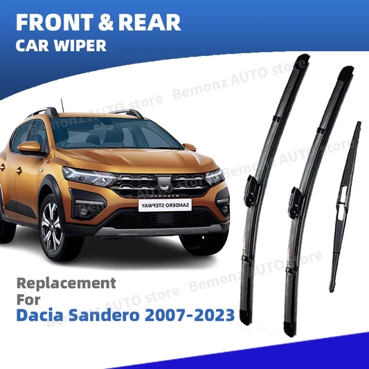 LHD avant arrière essuie-glace Blades pour Dacia Sandero Stepway Streetway 2007 - 2023 accessoires 2008 2012 2013 2016 2018 2020 (livraison : 5 à 12 jours)