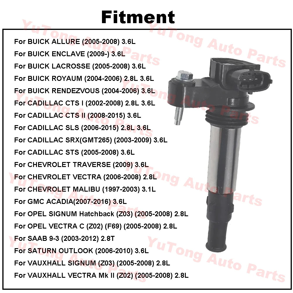 6pcs Ignition Coil For CADILLAC CTS 2.8L 3.6L STS SRX GMC ACADIA CHEVROLET TRAVERSE VECTRA MALIBU SATURN OUTLOOK BUICK ALLURE