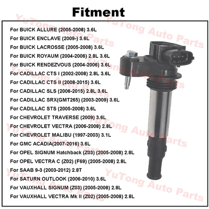 6pcs Ignition Coil For CADILLAC CTS 2.8L 3.6L STS SRX GMC ACADIA CHEVROLET TRAVERSE VECTRA MALIBU SATURN OUTLOOK BUICK ALLURE
