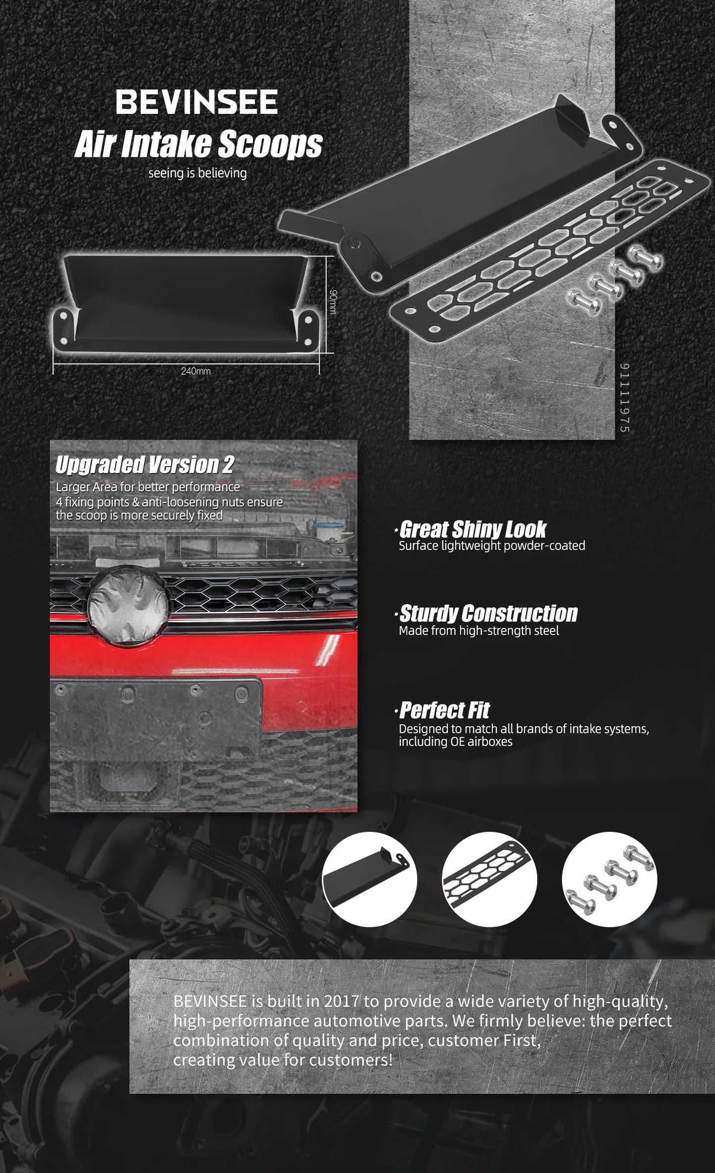 Steel Upgraded Air Intake Scoops for Volkswagen for VW Golf 1.4/GTI/R MK7/MK7.5, for Audi S3 8V, Car Accessories