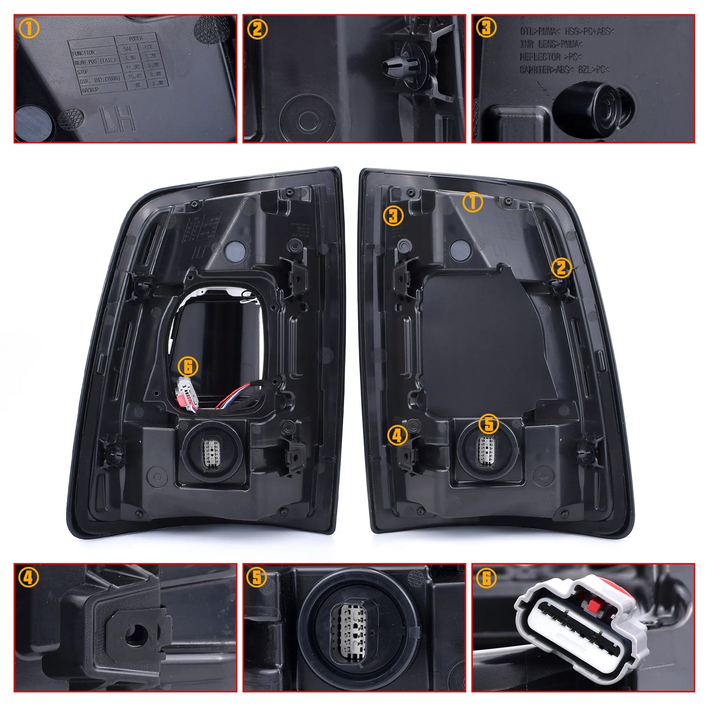 W/Blind Spot For Dodge Ram 2500 3500 2019 2020 2021 2022 2023 2024 LED Tail Lights Black Bezel 68548946AA