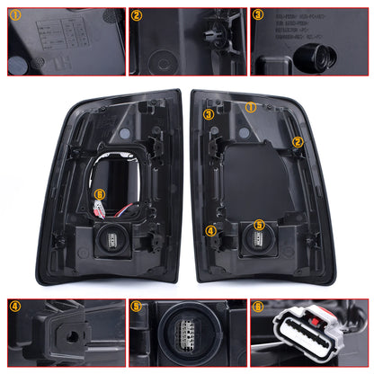 W/Blind Spot For Dodge Ram 2500 3500 2019 2020 2021 2022 2023 2024 LED Tail Lights Black Bezel 68548946AA