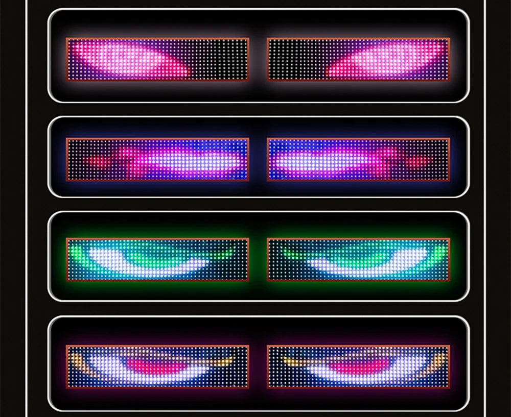 2PCS Devil Eyes Light Car Windshield Flexible LED Display Programmable Pixel Screen APP Control Remote RGB Dynamic Big Eye Light
