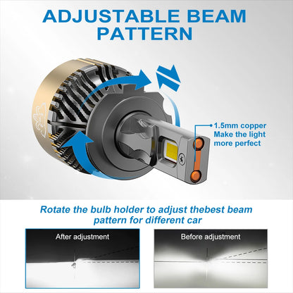 NAO H7 H11 H4 LED Headlights 260W 31200LM Canbus H9 HB3 9005 6000K H8 HB4 9006 H1 H3 9012 880 Turbo Lamps Car Fog Lights 12V