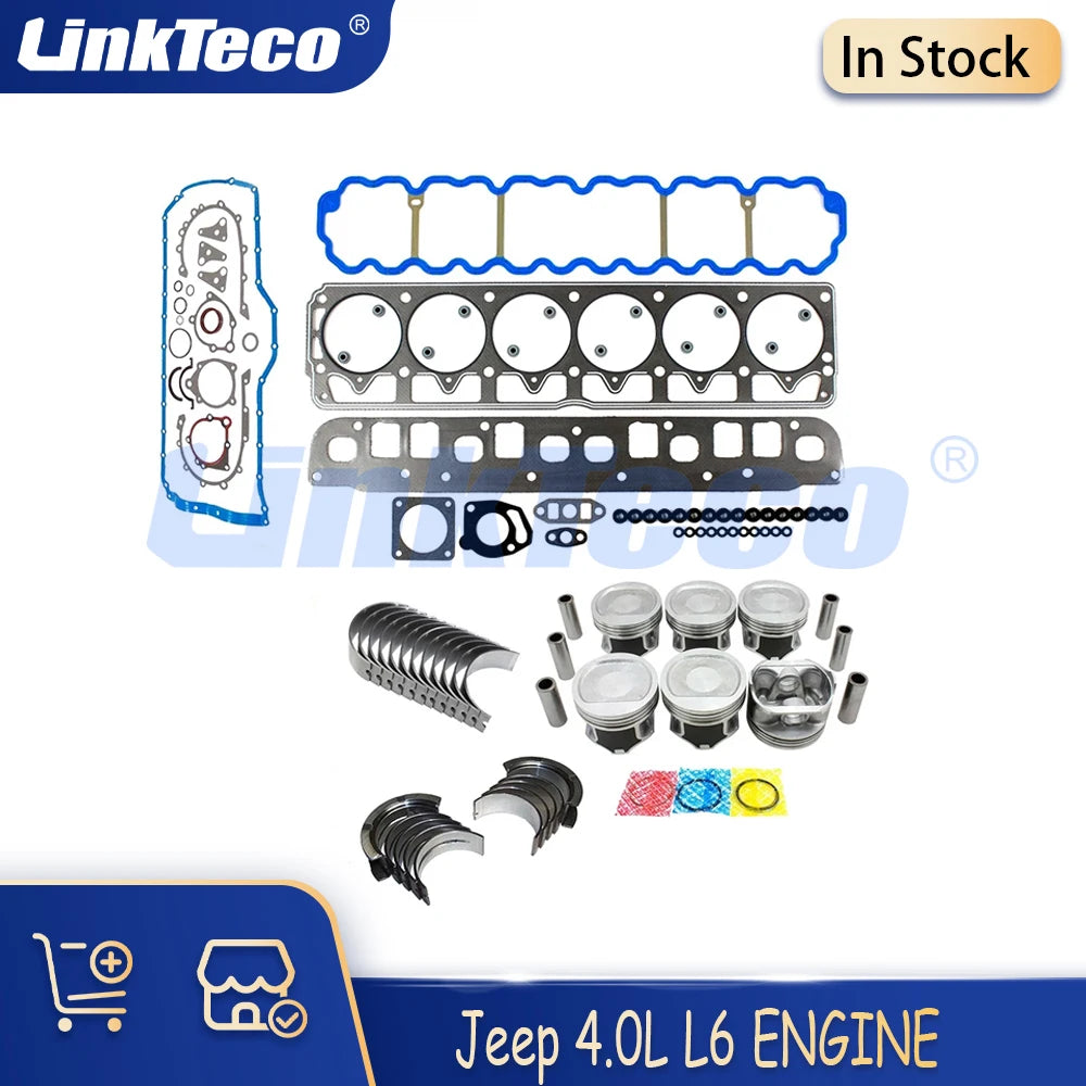 Engine Parts Full Gasket Set Main Connecting Rod Bearing Piston Kit Fit 4.0 L Gas ERH For Jeep Cherokee Wrangler 4.0L L6 96-06