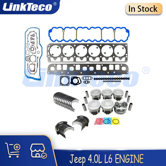 Moteur pièces Full joint jeu Main Connecting Rod Bearing Piston kit compatible 4.0 L Gas ERH pour Jeep Cherokee Wrangler 4.0L L6 96-06 (livraison : 5 à 12 jours)