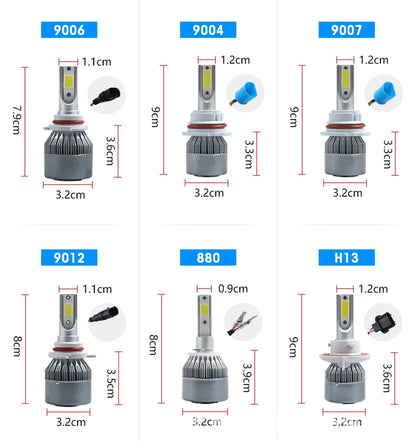 C6 Auto Led Headlight Bulbs H3 H1 H4 H7 H11 880 881 H27 Bulbs 9005 HB3 H10 HB4 9006 H13 6000K 12V Auto Headlamps