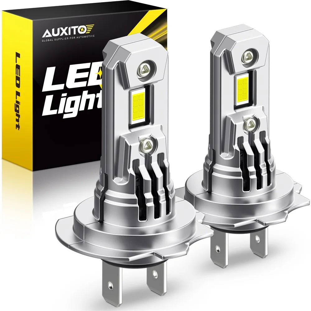 AUXITO 2Pcs Turbo H7 LED Canbus No Error Headlight Bulbs with Fan 100W High Power H7 LED Car Head Light Lamp CSP Chip 20000LM