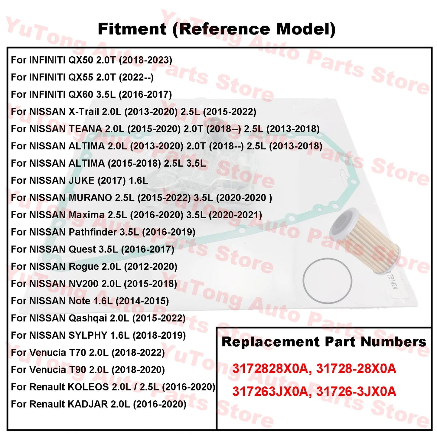 Gearbox Oil Filter Kit For Nissan Qashqai Juke X-Trail Teana Note Maxima Altima Renault Koleos JF017E JF019E RE0F10D CVT Parts